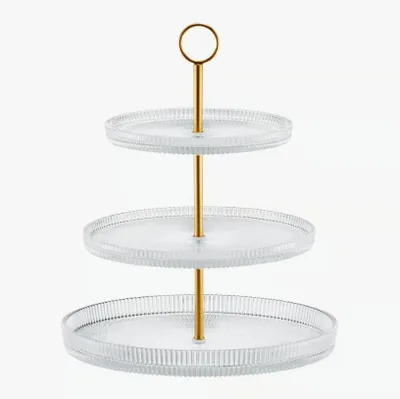 Produktbild von Etagere Glas 3-stufig Curly 29 cm Dajar goldfarben