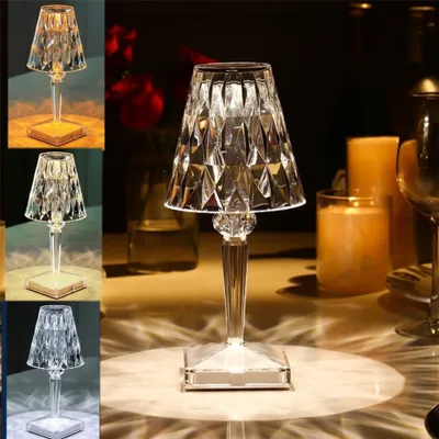 Produktbild von USB Diamant Tischlampe Acryl Dekoration Licht für Bar Schlafzimmer Nachttisch Kaffee Kristall LED Schreibtischlampen Geschenk Nachtlichter Beleuchtung Weiß