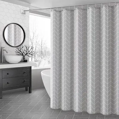 Produktbild von Graues Mesh-Duschvorhang, moderner minimalistischer Badezimmervorhang, Toilettenwandvorhang geeignet für Badewannen und Duschräume, lässt Licht durch, ist jedoch nicht vollständig durchsichtig, 180x200cm