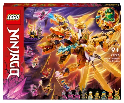 Produktbild von LEGO 71774 NINJAGO Lloyds Ultragolddrache, Set mit Drachen-Figur und 9 Mini-Actionfiguren inkl. Lloyd, Kai und Zane, Spielzeug für Kinder ab 9 Jahren, Geschenk für Mädchen und Jungen