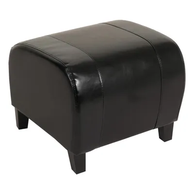 Image de Tabouret Pouf Emmen, cuir + similicuir, 37x45x47 cm FSC®- ~ noir
