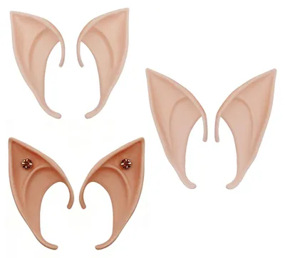 3 Paar Elfenohren aus Latex, 10 und 12 cm, hell und braun