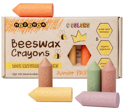 Bienenwachsmalstifte für Kleinkinder, pastell, 6 Stück, ungiftig
