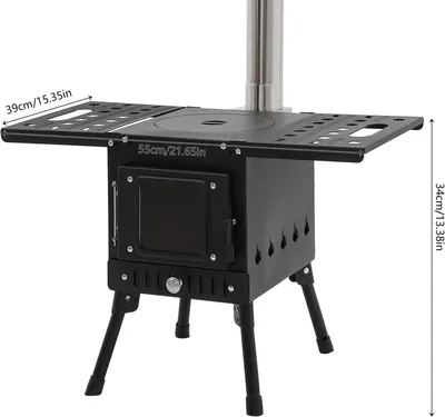 Immagine prodotto di Stufa a legna portatile – Pieghevole – Realizzata Acciaio al carbonio e acciaio inossidabile – Ideale per cucinare all'aperto e per il campeggio