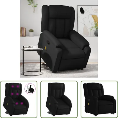 Produktbild von The Living Store Massagesessel mit Aufstehhilfe Schwarz Kunstleder
