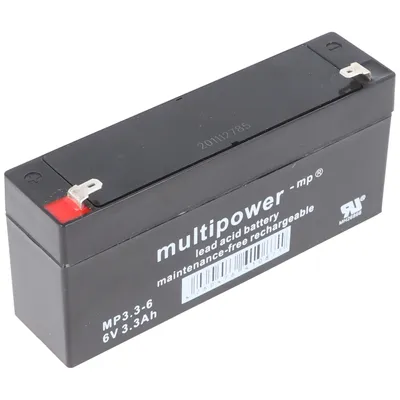 Zdjęcie produktu dla Akumulator kwasowo-ołowiowy Multipower MP3.3-6 ze stykiem Faston 4,8 mm