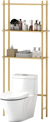 Produktbild von Toilettenregal 3 Ebenen Badezimmerregal, platzsparend Naturholz 69 x 25,5 x 181 cm