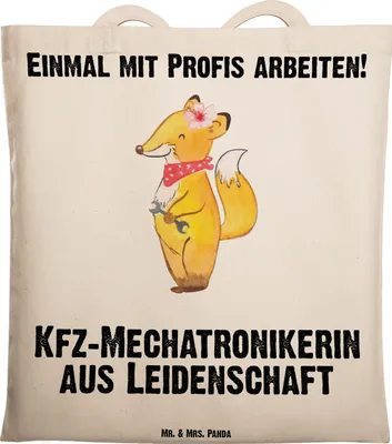 Produktbild von Mr. & Mrs. Panda Tote Bag Kfz-Mechatronikerin Leidenschaft - Transparent - Geschenk, Spruch, Ausbildung, Jutebeutel, Shopping Tasche, dokumententasche, Beutel, Lustig