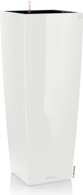 Produktbild von LECHUZA-Pflanzgefäß CUBICO Alto Premium 40  Weiß Hochglanz | Pflanzgefäß mit Bewässerungssystem | Hochglanz-Oberfläche | 39,5 x 39,5 x 105 cm | 18230