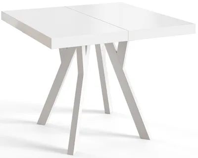 Produktbild von Quadratisch Esstisch Ausziehbar Rico, Moderner Wohnzimmertisch 110-210 cm, Solide Konstruktion und Holzbeine, Weiß