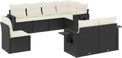 Produktbild von vidaXL 8-tlg. Garten-Sofagarnitur mit Kissen Schwarz Poly Rattan