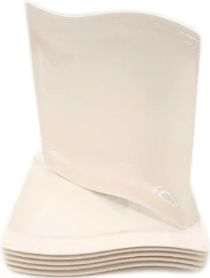 Image de MALACASA Flora Assiettes à gâteau, à dessert et de petit-déjeuner – Lot de 6 – Blanc crème – Porcelaine – 8,25 pouces (21 x 21,5 x 2,5 cm)