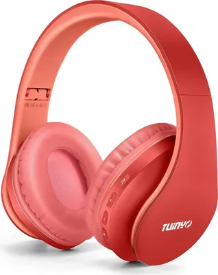 Produktbild von Kabellose Kopfhörer über Ohr, Bluetooth-Kopfhörer mit Mikrofon, faltbares Stereo-Headset (rot)