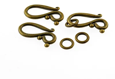 Produktbild von Vintageparts Hakenverschluss antik bronze mit Ring 20mm 6 Stück