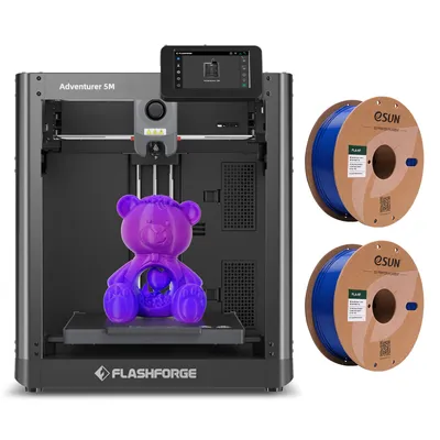 Produktbild von Flashforge Adventurer 5M 3D-Drucker, 600 mm/s Druckgeschwindigkeit, 220 x 220 x 220 mm Druckvolumen + 2*1KG Blau High Speed PLA-Filament