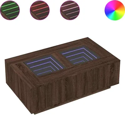 Image de vidaXL Table basse avec Infinity-LED brun imitation chêne 116x69x40 cm