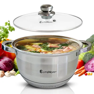Produktbild von Edelstahl Kochtopf mit Glasdeckel 7-Lagig Induktion 4.5L - 22cm