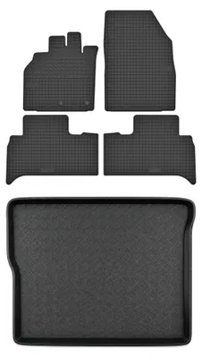 Produktbild von Gummimatten + Kofferraumwanne für Renault Scenic III 2013-2016 (Minivan/Kombi, mit Reserverad, 5-Sitzer) – Schwarz, passgenau – Wielganizator
