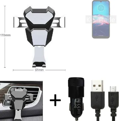 Produktbild von K-S-Trade KFZ Halterung kompatibel mit Motorola Moto E6S 2020 Halterung Lüftungshalterung Lüftungsschlitz schwarz-silber Autohalterung Handy inkl.