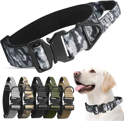 Produktbild von Taktische Hundehalsband mit Griff, verstellbar, Nylon, gepolstert, für mittelgroße und große Hunde, L