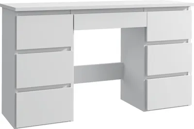 Produktbild von Meblowa1 Duże biurko komputerowe Beta 4 w kolorze białym z 7 szufladami, nowoczesne i praktyczne 120x43x75 cm