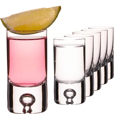 Produktbild von IMPERIAL Shotgläser 6er Set – Schnapsgläser aus Crystalline Glas – 30ml Volumen – Pinnchen mit Luftblase im Boden Handmade "Lissabon"