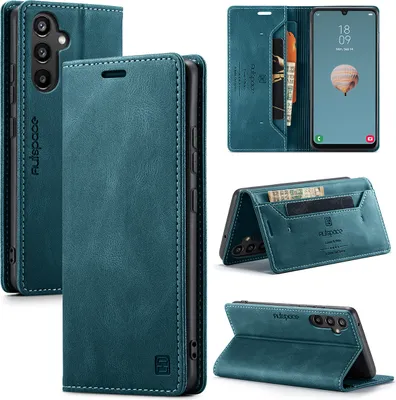 Image de Galaxy A34 5G Case, RetroPolyuréthaneLeather Case, Stand and Protective Case for Samsung Galaxy A34 5G Blue
