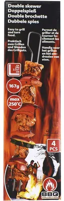 Produktbild von Doppel Grillspieße 4 Stück Edelstahl Spieße BBQ Barbecue Grill Fleisch Gemüse