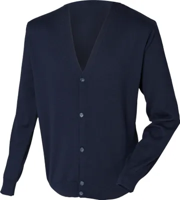 Produktbild von Henbury Herren Feinstrick-Strickjacke mit V-Ausschnitt RW661 (2XLarge) (Marineblau)