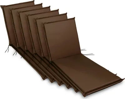 Produktbild von sunnypillow 6 Stück Liegenauflagen 190 x 60 Auflage Polster für Gartenmöbel extra dick 9cm waschbar wasserdicht Polsterauflagen für Gartenliege Sonnenliege Liegestuhl Kissen Braun