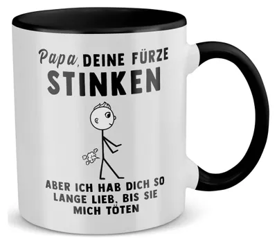 Produktbild von 22Feels Papa Geschenk Vatertag Vater Tasse Deine Fürze Stinken Geburtstag Kaffeetasse Männer Weihnachten Haferl (Weiss-Schwarz)