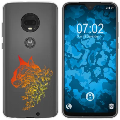 Produktbild von PhoneNatic Case kompatibel mit Motorola Moto G7 Silikon-Hülle Floral Katze M2-2