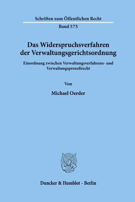 Produktbild von Das Widerspruchsverfahren der Verwaltungsgerichtsordnung.