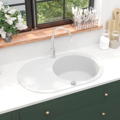 Produktbild von "im Angebot" Granitspüle Einzelbecken Oval Weiß - Spülen CC639