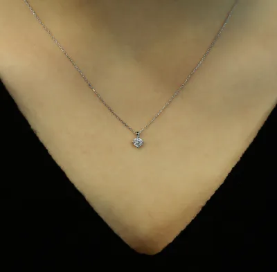 Produktbild von 0,24 Carat Diamant Solitär Halskette 14 Karat Weißgold