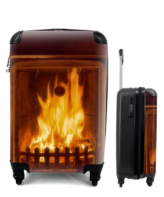 Produktbild von MuchoWow® Koffer Handgepäck Trolley Rollkoffer Kleine Reisekoffer mit 4 Rollen - Ein Kamin mit einem warmen Feuer - Cabin Size < 55x40x23 cm & 55x40x20 cm - Fotokoffer - Kabinenkoffer - Boardgepäck - Reise-Box - Reisekoffer - Reisegepäck - Koffer mit Bild - Trolley für Kinder
