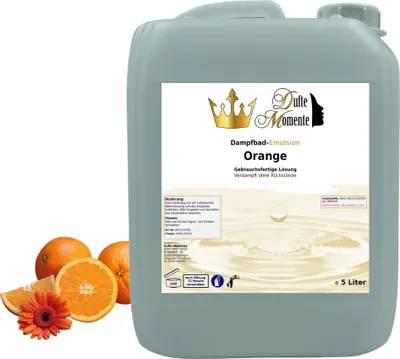 Produktbild von Dampfbad Emulsion Orange - 5 Liter - gebrauchsfertig für Dampfbad, Dampfdusche, Verdampferanlagen