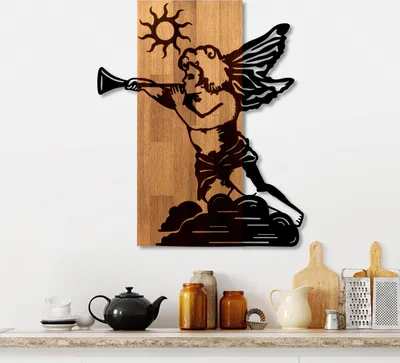 Produktbild von Wallity, Eros 03, Nachbildungatives Wandaccessoire aus Holz, Nussbaum, 50 % HOLZ / 50 % METALL, 46 x 3 x 58 cm