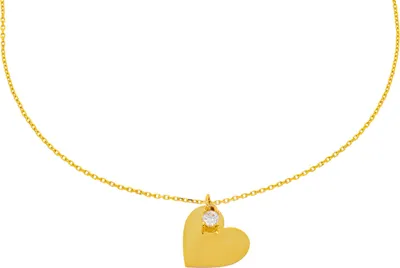 Produktbild von 585er Gelbgold Kette mit Herz Anhänger Zirkonia Gravur Halskette Collier