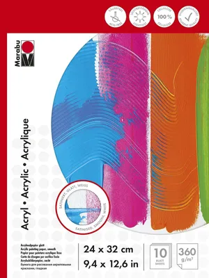 Immagine prodotto di Tampone colorante acrilico Marabu, 240 x 320 mm, 360 g/mq, 10 fogli