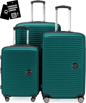 Produktbild von Hauptstadtkoffer MITTE - Gepäck-Set 3 Koffergrößen + digitaler Namensschild Gepäckanhänger, Reisetrolleys mit XL Erweiterung Kofferset Aufgabegepäck ,Türkis
