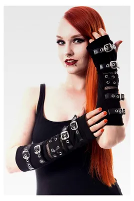 Produktbild von Armwärmer Armstulpen im Punk- und Gothic-Stil mit Schnallen - Schwarz
