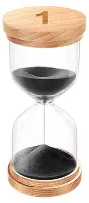 Produktbild von Sanduhr, 1 Minute, Holzene Sanduhr mit schwarzem Sand für Dekoration und Zeitmanagement