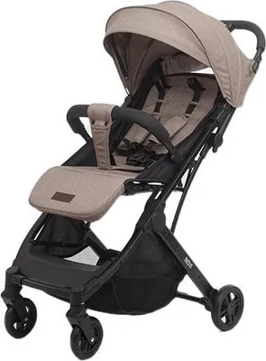 Produktbild von Novi Travel Go Premium Buggy – ab 6 Monate bis 22 kg – große Sonnenhaube m. Sichtfenster – kompakt faltbar – Trolley – 5-Punkt-Gurt – Solid Hazel