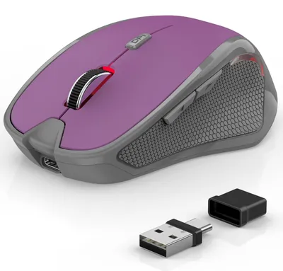 Obrázok produktu pre Ergonomická bezdrôtová myš pre notebook/počítač, 2400 MHz, s Bluetooth, určená do kancelárie, tichá, s optickým sledovaním, 1600 DPI, fialová