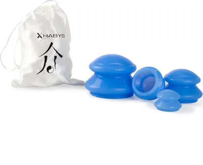 Obrázek produktu pro Habys Silikonové baňkovací brýle Baňkovací hlavice | Přísavný masážní pohárek | Sada na baňkování proti celulitidě | 4 kusy modrá