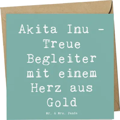 Produktbild von Mr. & Mrs. Panda Grußkarte Spruch Akita Inu Herz - Meeresbrise - Geschenk, faltkarte, Hundeliebhaber, anlasskarte, Hundezucht, treue Hunde, Glückwunschkarte, Klappkarte