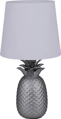 Produktbild von Näve Leuchten Tischleuchte Ananas mit E14 Tischleuchte Ananas mit E14 Tischleuchten - Keramik-Tischleuchte "ANANAS" weiß / chrom, Tischlampe im Klassik Stil, aus Keramik in chrome, 45 cm hoch, Ø 23 cm, E14-Fassung – Schnurschalter