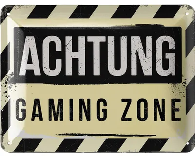 Produktbild von LANOLU retro Blechschild, Gaming Schild, ACHTUNG GAMING Zone Türschild bitte nicht stören, Gamer Geschenk, Deko Jugendzimmer Zocker, 15x20