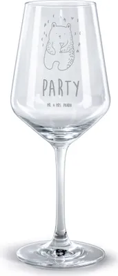 Produktbild von Mr. & Mrs. Panda glas für rotwein Bär Party - Transparent - Geschenk, weinglas graviert, Geburtstag, wein, Lustig, Rotweinglas mit Gravur, Teddy, Gute Laune